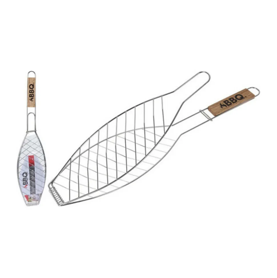 BIGBUY BBQ - Grille de barbecue pour poissons acier inoxydable (14 x 58 cm)