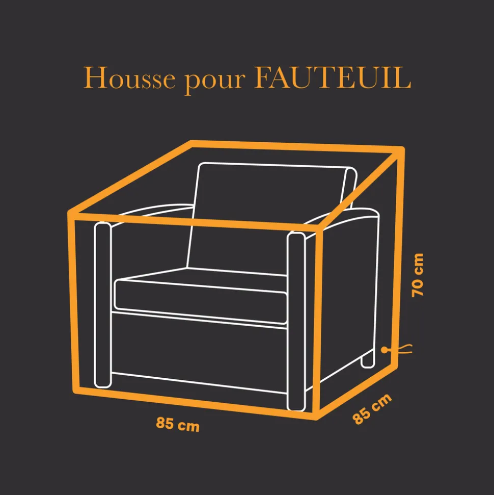 BRIGHTON - House pour fauteuil de jardin en polyester anthracite - 85x85x70 cm
