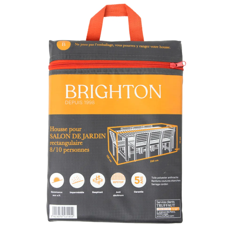 BRIGHTON - Housse pour table et chaises de jardin en polyester - 290x130x70 cm