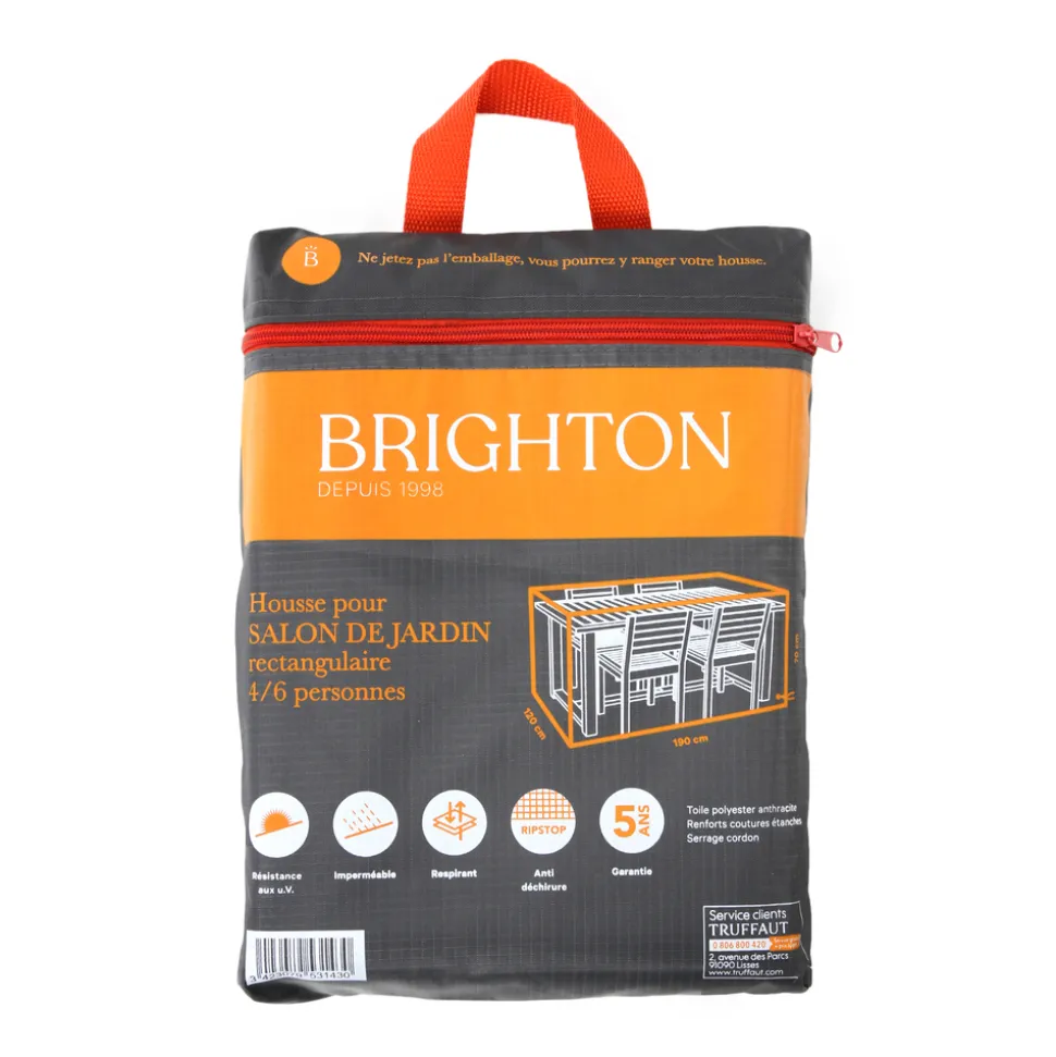 BRIGHTON - Housse pour table et chaises de jardin en polyester - 190x120x70 cm