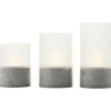 BRILLIANT - Lot 3 lampes a poser led bougie - 2500k - plastique et verre - gris et blanc mat