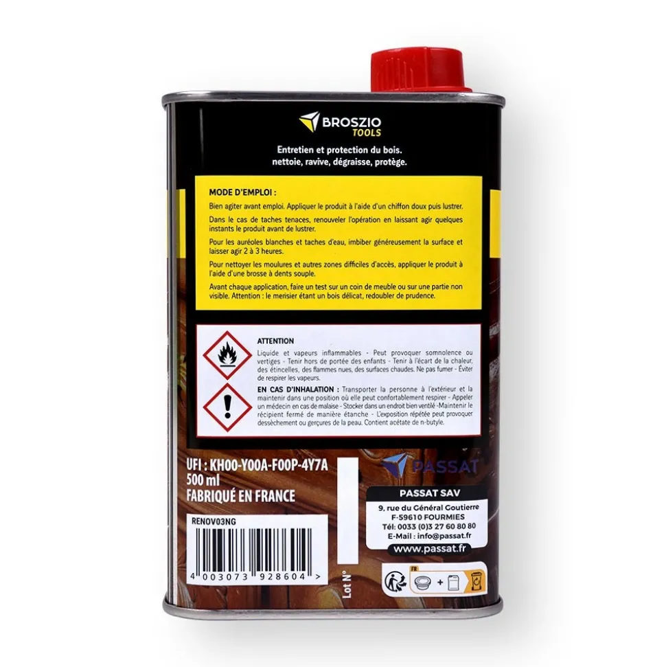 BROSZIO TOOLS - Rénovateur bois 4 en 1 | vernis bois 500 ml | peinture bois extérieur intérieur | ravive bois meuble parquet