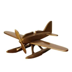 CHEHOMA - Objet décoratif hydravion doré 25x25x19cm