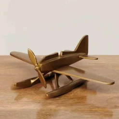 CHEHOMA - Objet décoratif hydravion doré 25x25x19cm