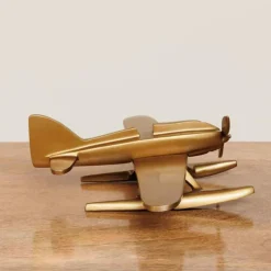 CHEHOMA - Objet décoratif hydravion doré 25x25x19cm