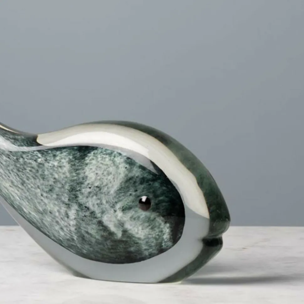 CHEHOMA - Statuette baleine grise verre 18x25x6cm