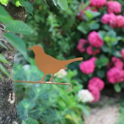 CHEMIN DE CAMPAGNE - ~ pic oiseau en métal marron 27 x 15cm