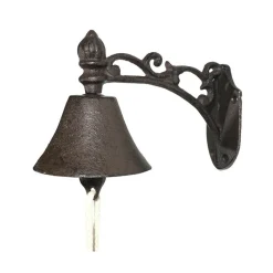 CHEMIN DE CAMPAGNE - Cloche de jardin de porte ancienne en fonte marron 19 x10.5cm