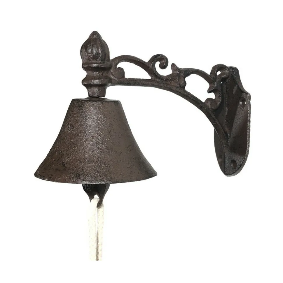 CHEMIN DE CAMPAGNE - Cloche de jardin de porte ancienne en fonte marron 19 x10.5cm