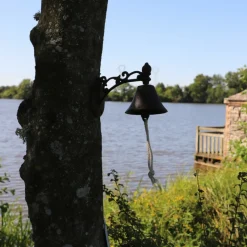 CHEMIN DE CAMPAGNE - Cloche de jardin de porte ancienne en fonte marron 19 x10.5cm
