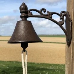 CHEMIN DE CAMPAGNE - Cloche de jardin de porte ancienne en fonte marron 19 x10.5cm
