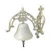 CHEMIN DE CAMPAGNE - Cloche de jardin de porte ancienne en fonte blanche 24 x 26 cm