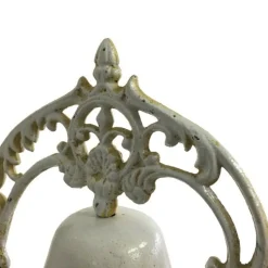 CHEMIN DE CAMPAGNE - Cloche de jardin de porte ancienne en fonte blanche 24 x 26 cm