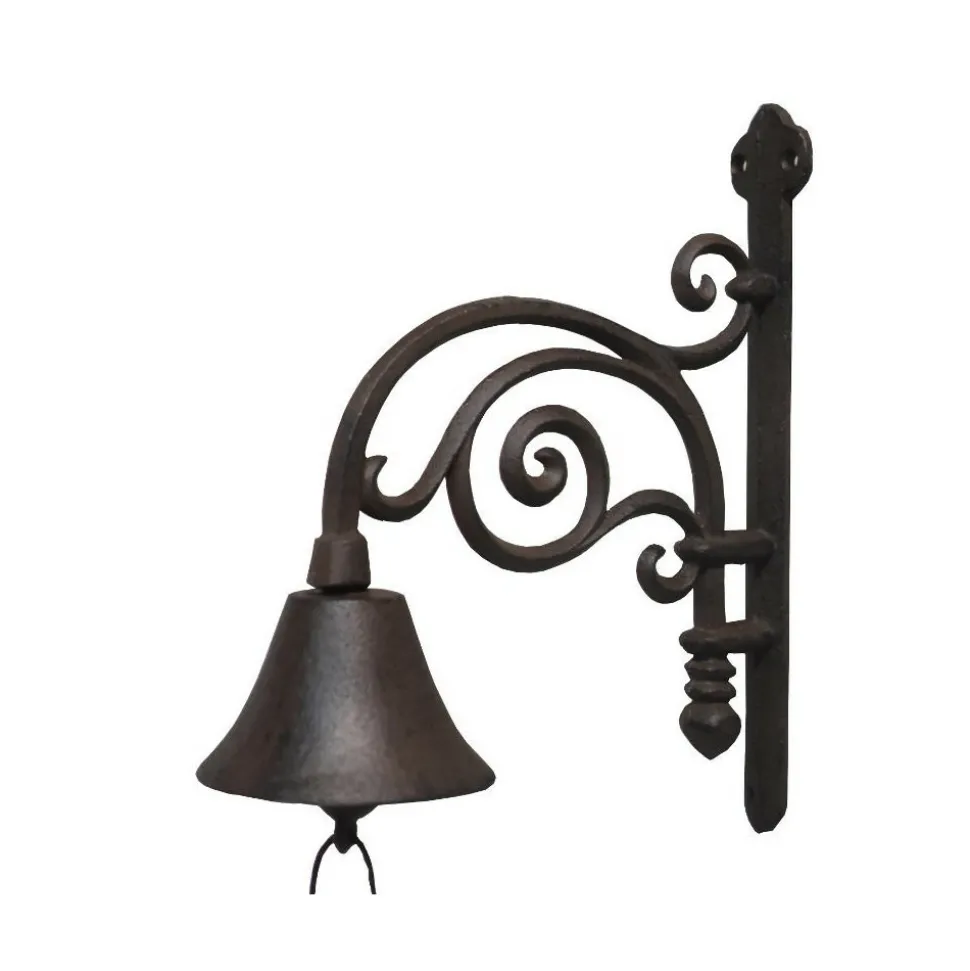 CHEMIN DE CAMPAGNE - Cloche de jardin de porte ancienne en fonte marron 27 x 20.5 cm