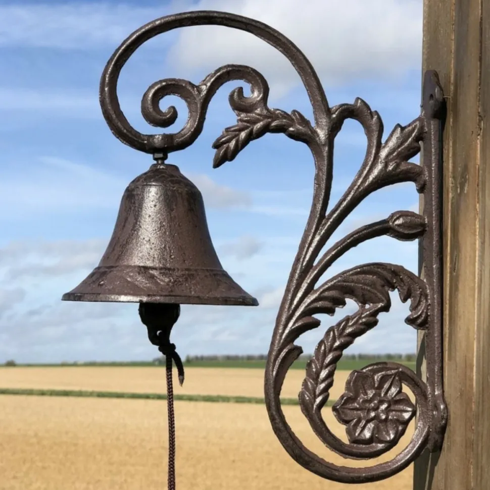 CHEMIN DE CAMPAGNE - Cloche de jardin de porte ancienne fonte marron 28x20cm
