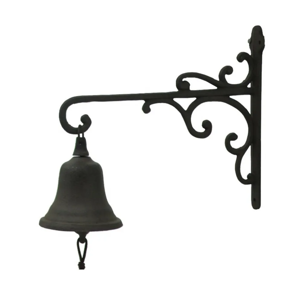 CHEMIN DE CAMPAGNE - Cloche de jardin de porte ancienne en fonte marron 29 x 26 cm