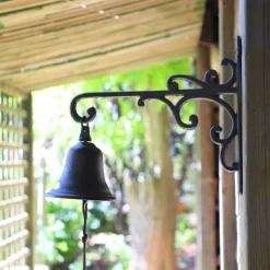 CHEMIN DE CAMPAGNE - Cloche de jardin de porte ancienne en fonte marron 29 x 26 cm
