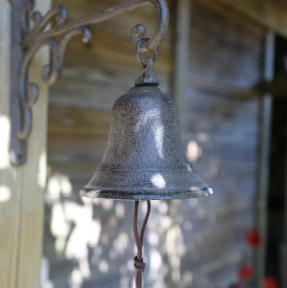 CHEMIN DE CAMPAGNE - Cloche de jardin de porte ancienne en fonte marron 29 x 26 cm