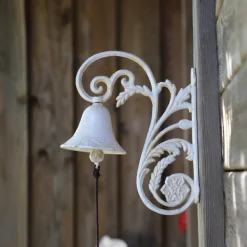 CHEMIN DE CAMPAGNE - Cloche de jardin de porte ancienne en fonte blanche 23 x 19.5 cm
