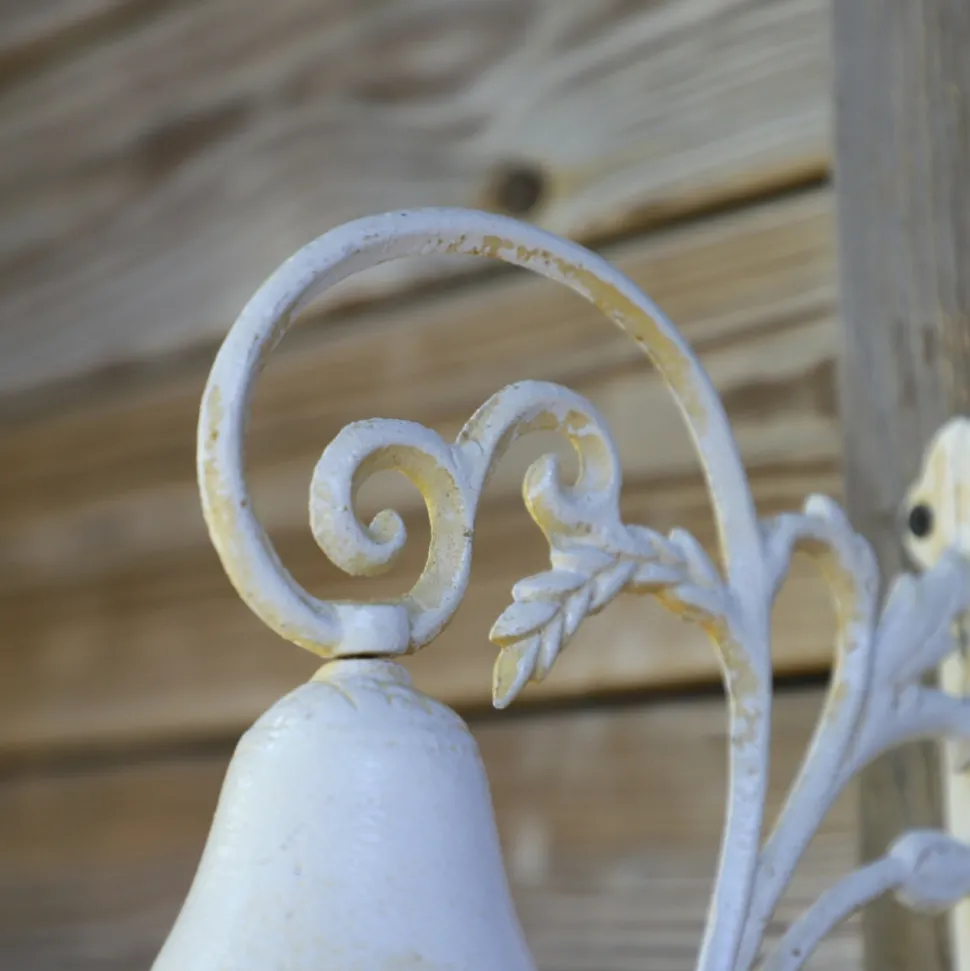 CHEMIN DE CAMPAGNE - Cloche de jardin de porte ancienne en fonte blanche 23 x 19.5 cm