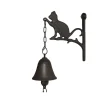 CHEMIN DE CAMPAGNE - Cloche de jardin de porte ancienne chat en fonte marron 16 x 23 cm