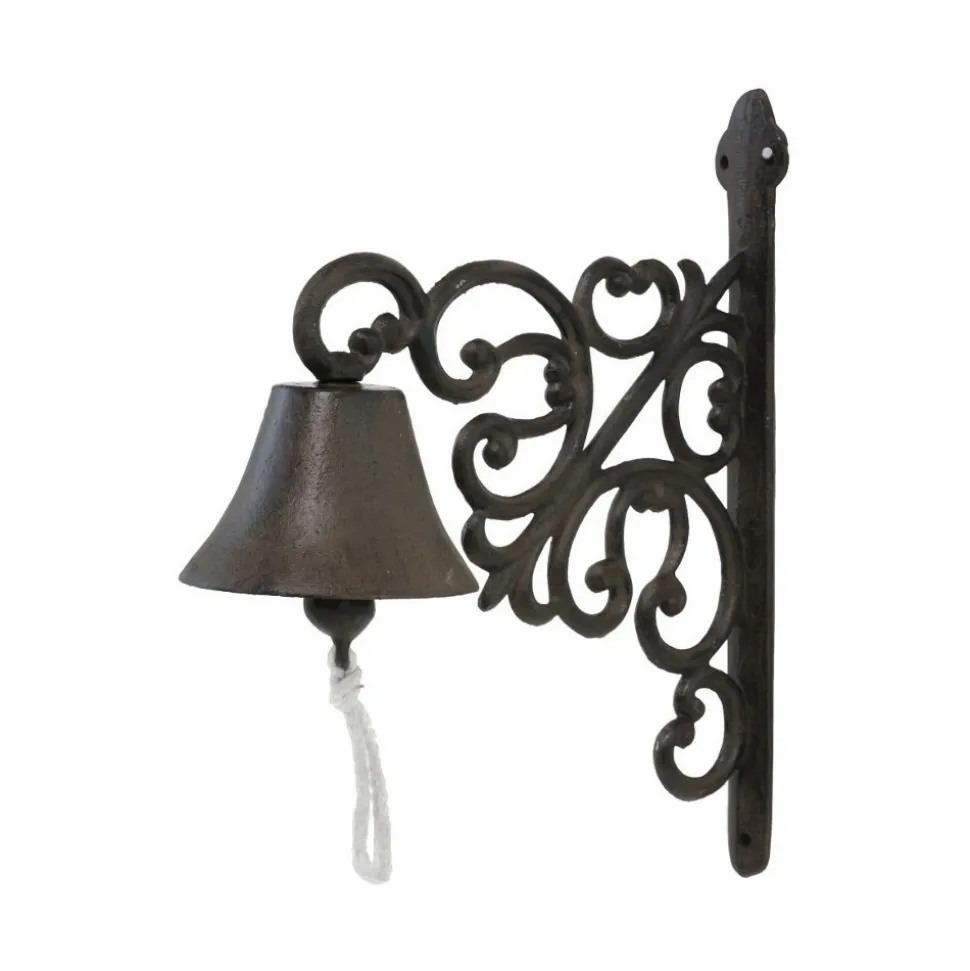 CHEMIN DE CAMPAGNE - Cloche de jardin de porte ancienne en fonte marron 29 x 22 cm