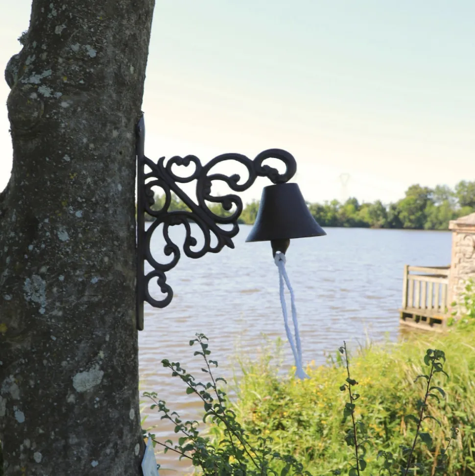 CHEMIN DE CAMPAGNE - Cloche de jardin de porte ancienne en fonte marron 29 x 22 cm