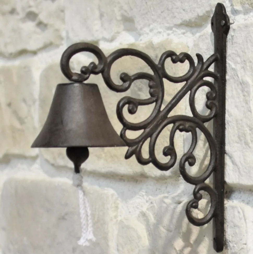 CHEMIN DE CAMPAGNE - Cloche de jardin de porte ancienne en fonte marron 29 x 22 cm