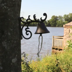 CHEMIN DE CAMPAGNE - Cloche de jardin de porte ancienne fonte marron 20 x 17 cm