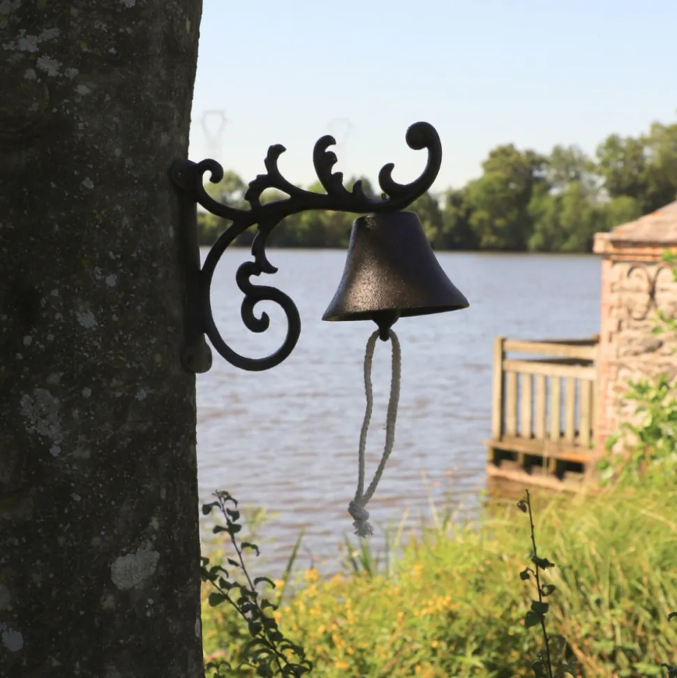 CHEMIN DE CAMPAGNE - Cloche de jardin de porte ancienne fonte marron 20 x 17 cm