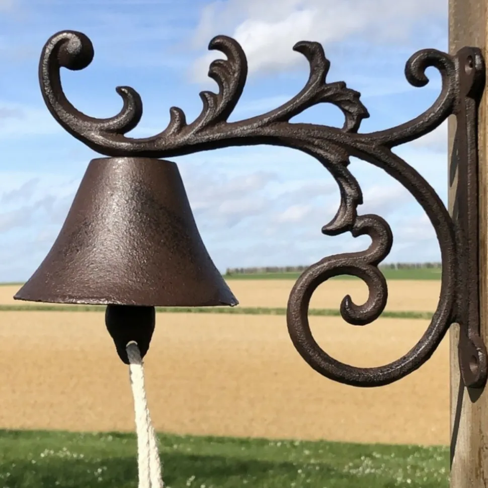 CHEMIN DE CAMPAGNE - Cloche de jardin de porte ancienne fonte marron 20 x 17 cm