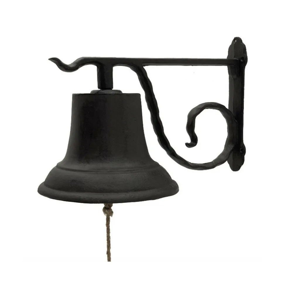 CHEMIN DE CAMPAGNE - Cloche de jardin de porte ancienne murale fonte marron 33 x 20 x 20 cm