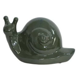 CHEMIN DE CAMPAGNE - Escargot en céramique émaillée verte 34.5 x 18 x 19.5 cm