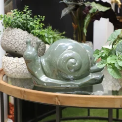 CHEMIN DE CAMPAGNE - Escargot en céramique émaillée verte 34.5 x 18 x 19.5 cm