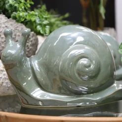 CHEMIN DE CAMPAGNE - Escargot en céramique émaillée verte 34.5 x 18 x 19.5 cm