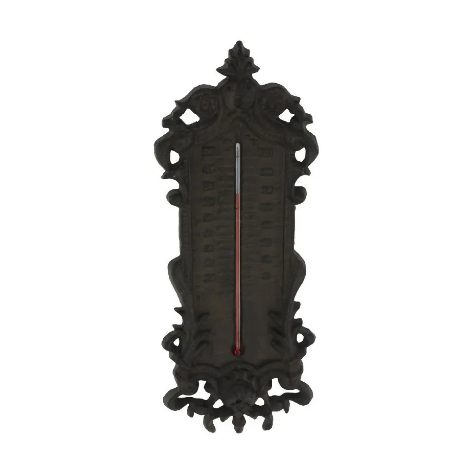 CHEMIN DE CAMPAGNE - Grand thermomètre extérieur décoratif vintage fonte marron 37cm