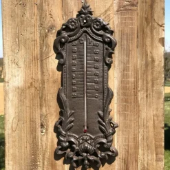 CHEMIN DE CAMPAGNE - Grand thermomètre extérieur décoratif vintage fonte marron 37cm