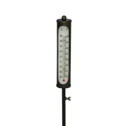 CHEMIN DE CAMPAGNE - Grand thermomètre extérieur tuteur plante à piquer métal doré 114cm