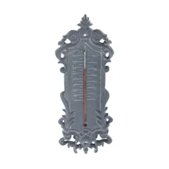 CHEMIN DE CAMPAGNE - Grand thermomètre extérieur décoratif vintage fonte grise 37cm