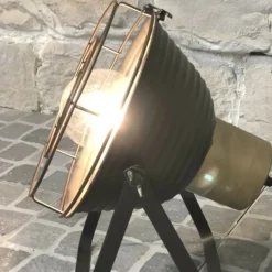 CHEMIN DE CAMPAGNE - Lampe sur pieds salon industriel projecteur métal gris 39cm