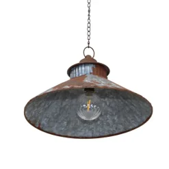 CHEMIN DE CAMPAGNE - Lampe luminaire suspension style industriel métal gris rouille 37cm