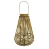 CHEMIN DE CAMPAGNE - Lanterne jardin extérieur à poser bougie ancienne rotin naturel 46cm