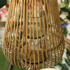 CHEMIN DE CAMPAGNE - Lanterne jardin extérieur à poser bougie ancienne rotin naturel 46cm