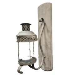 CHEMIN DE CAMPAGNE - Lanterne murale extérieur jardin bougie ancienne bois blanc 54cm