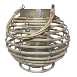 CHEMIN DE CAMPAGNE - Lanterne jardin extérieur à poser bougie ancienne rotin 21cm