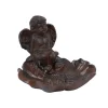 CHEMIN DE CAMPAGNE - Mangeoire à oiseaux abreuvoir jardin ange fonte marron 14.5x12cm
