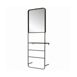CHEMIN DE CAMPAGNE - Miroir porte-serviettes en métal gris 35 x 15 x 100 cm
