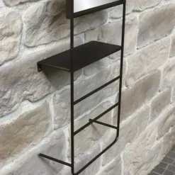 CHEMIN DE CAMPAGNE - Miroir porte-serviettes en métal gris 35 x 15 x 100 cm