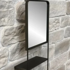 CHEMIN DE CAMPAGNE - Miroir porte-serviettes en métal gris 35 x 15 x 100 cm
