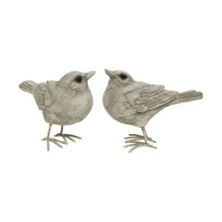 CHEMIN DE CAMPAGNE - Oiseaux en résine blancs 10 x 8 cm